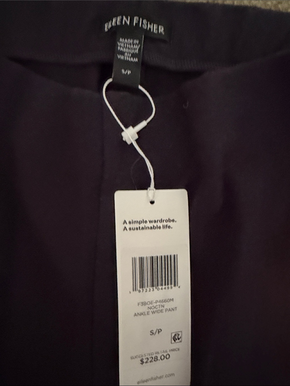 Eileen Fisher Deep Plum Wide Leg Pants - Picture 2 of 3